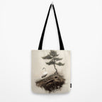 Wabi Sabi Wall Art Bird Painting Japanese Wall Art Minimalist Wall Art Japandi Print Japanese Poster Tote Bag Gallery Image 2