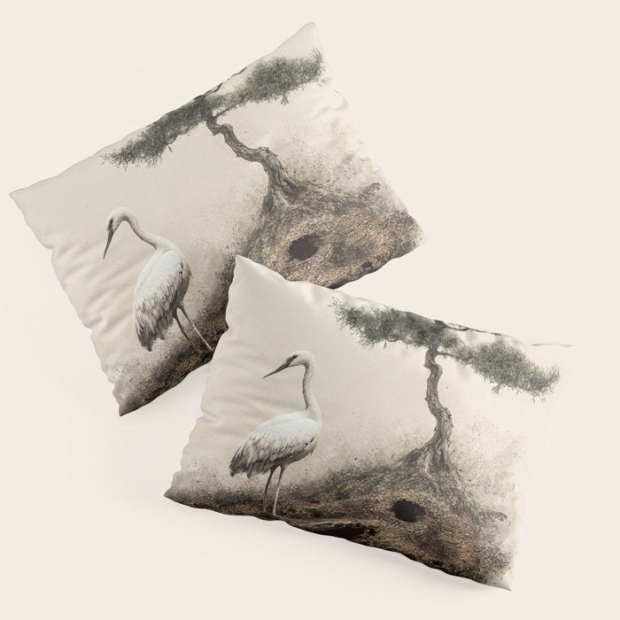 Wabi Sabi Wall Art Bird Painting Japanese Wall Art Minimalist Wall Art Japandi Print Japanese Poster Pillow Sham Gallery Image 1