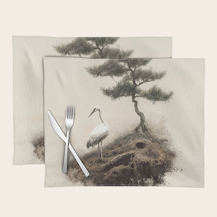Wabi Sabi Wall Art Bird Painting Japanese Wall Art Minimalist Wall Art Japandi Print Japanese Poster Placemat Gallery Image 1