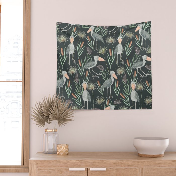 The Magnificent Shoebill Pattern Wall Tapestry Gallery Image 2