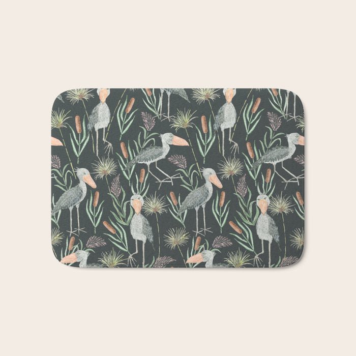 The Magnificent Shoebill Pattern Bath Mat Gallery Image 1