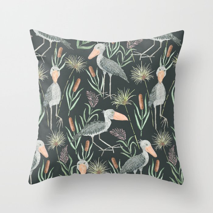 The Magnificent Shoebill Pattern Throw Pillow Gallery Image 1