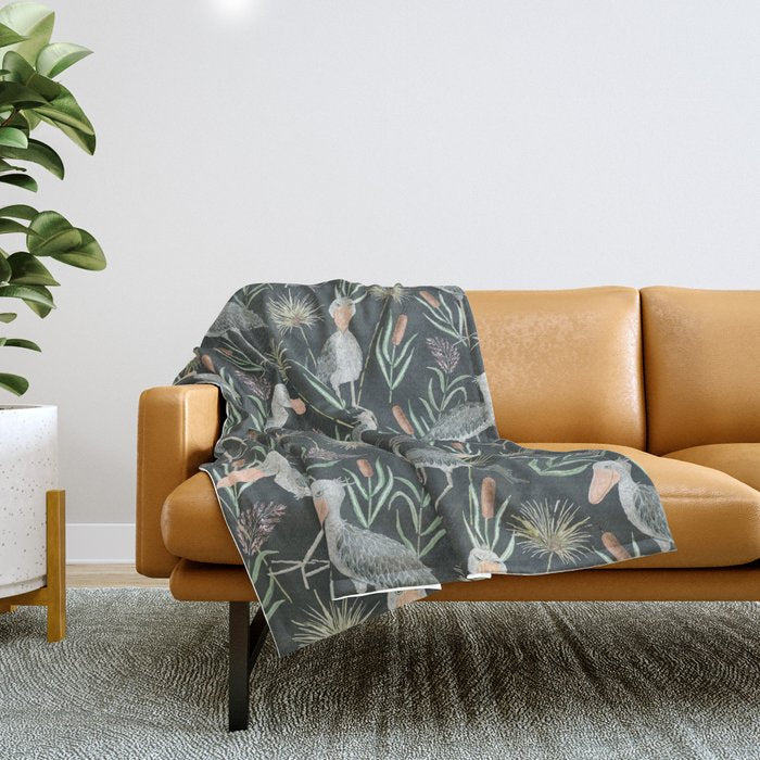 The Magnificent Shoebill Pattern Throw Blanket Gallery Image 1