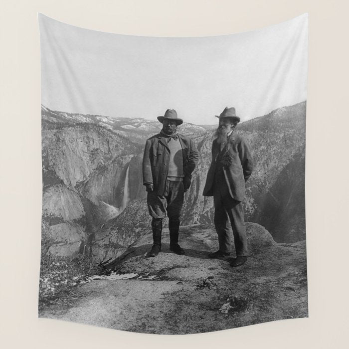 John Muir Teddy Roosevelt Yosemite National Park Wall Tapestry Gallery Image 1