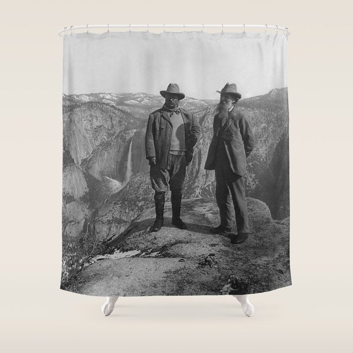 John Muir Teddy Roosevelt Yosemite National Park Shower Curtain Gallery Image 1