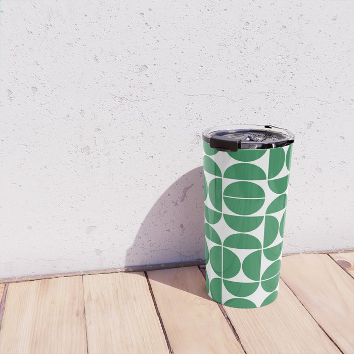 Mid Century Modern Geometric 04 Green Travel Mug Gallery Image 4
