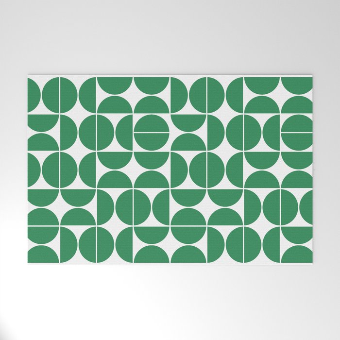 Mid Century Modern Geometric 04 Green Welcome Mat Gallery Image 1