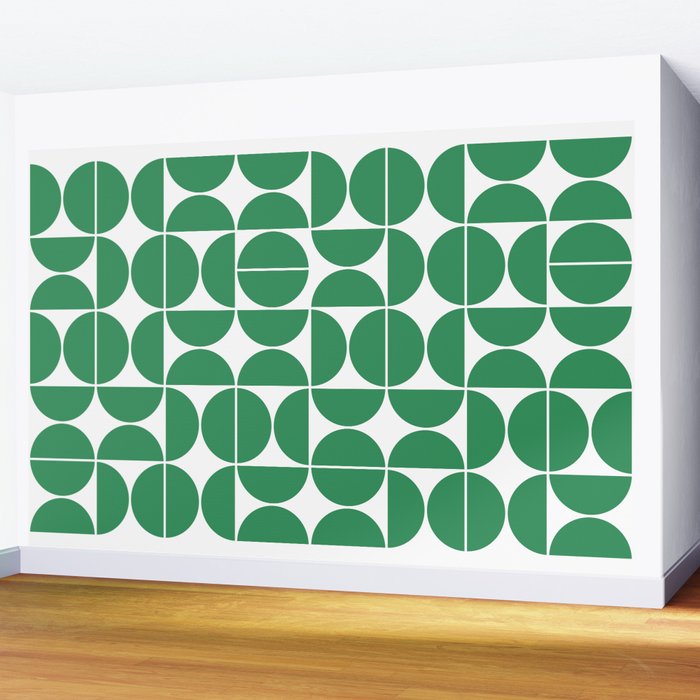 Mid Century Modern Geometric 04 Green Wall Mural Gallery Image 2