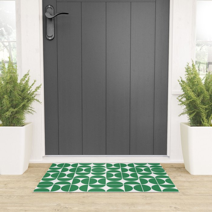 Mid Century Modern Geometric 04 Green Welcome Mat Gallery Image 3