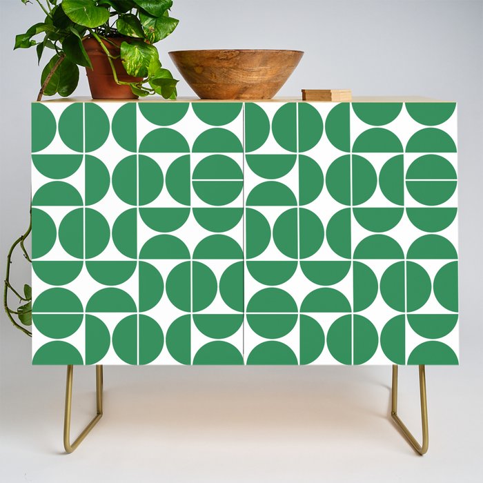 Mid Century Modern Geometric 04 Green Credenza Gallery Image 1