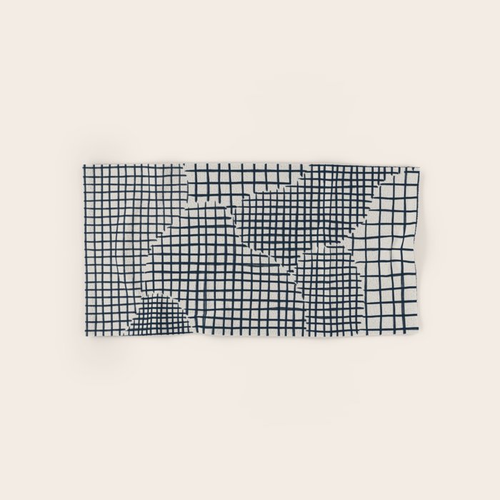Dark Blue Grid Pattern Towels Gallery Image 1