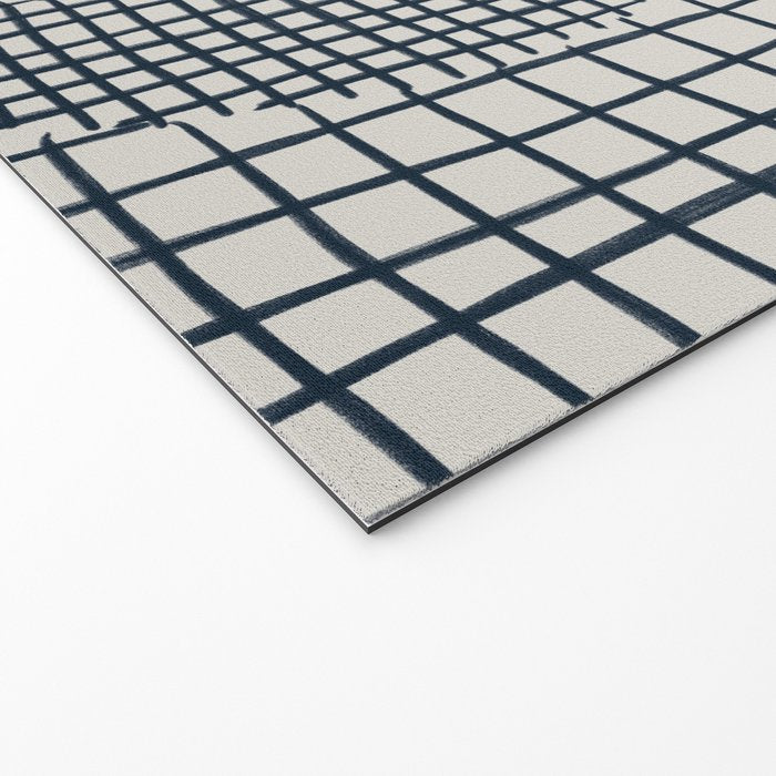Dark Blue Grid Pattern Welcome Mat Gallery Image 2