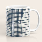 Dark Blue Grid Pattern Coffee Mug Gallery Image 1