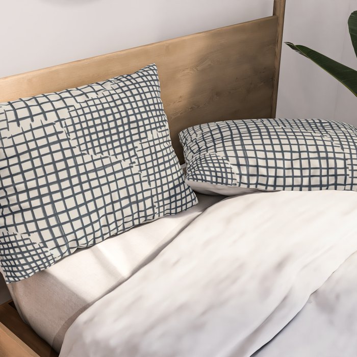 Dark Blue Grid Pattern Pillow Sham Gallery Image 2