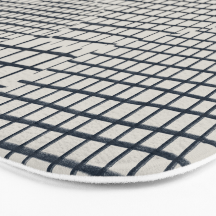 Dark Blue Grid Pattern Bath Mat Gallery Image 3