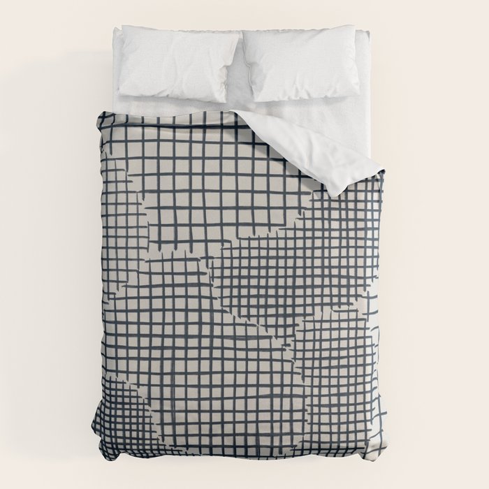 Dark Blue Grid Pattern Duvet Cover Gallery Image 1