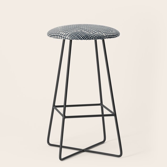 Dark Blue Grid Pattern Stool Gallery Image 1