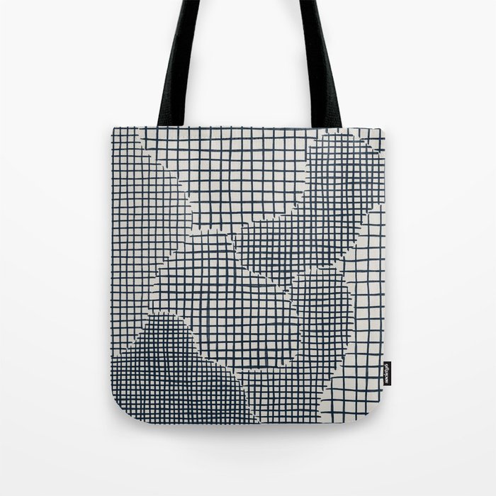 Dark Blue Grid Pattern Tote Bag Gallery Image 1