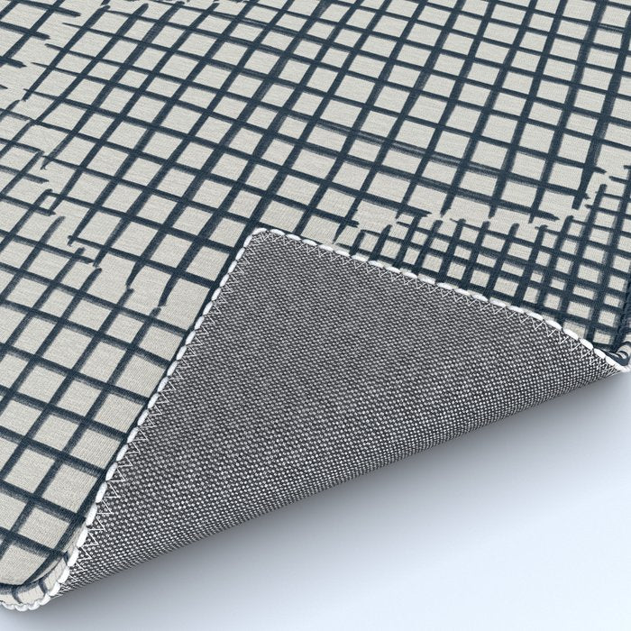 Dark Blue Grid Pattern Rug Gallery Image 4