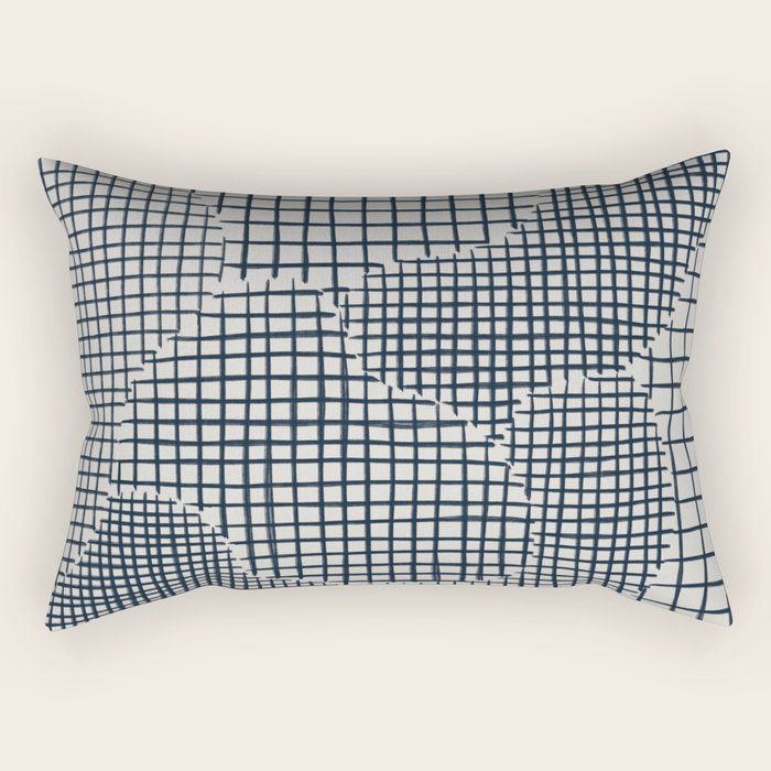 Dark Blue Grid Pattern Rectangular Pillow Gallery Image 2