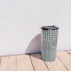 Dark Blue Grid Pattern Travel Mug Gallery Image 4