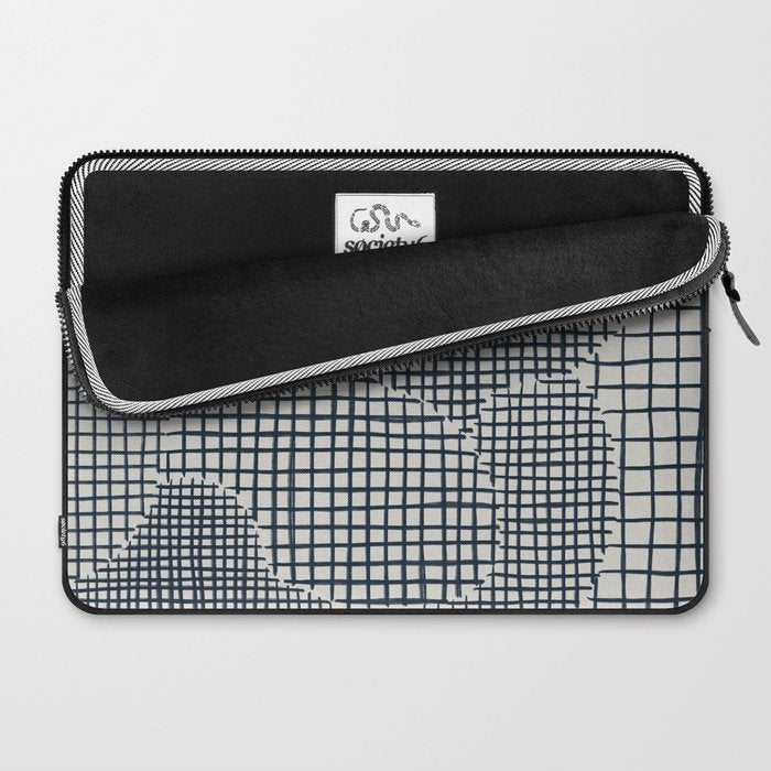 Dark Blue Grid Pattern Laptop Sleeve Gallery Image 2