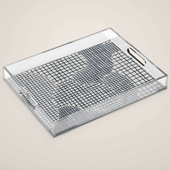 Dark Blue Grid Pattern Acrylic Tray Gallery Image 1
