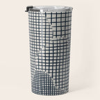 Dark Blue Grid Pattern Travel Mug Gallery Image 3