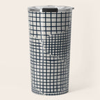 Dark Blue Grid Pattern Travel Mug Gallery Image 1
