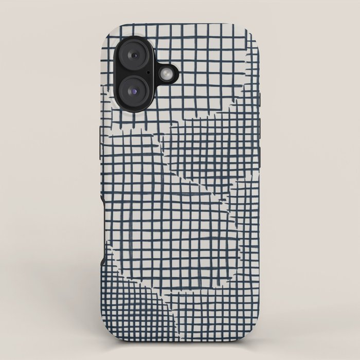 Dark Blue Grid Pattern iPhone Case Gallery Image 1
