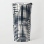 Dark Blue Grid Pattern Travel Mug Gallery Image 2