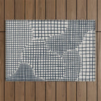 Dark Blue Grid Pattern Outdoor Rug Gallery Image 1