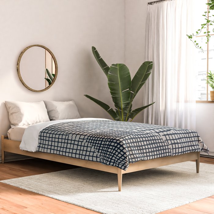 Dark Blue Grid Pattern Comforter Gallery Image 2