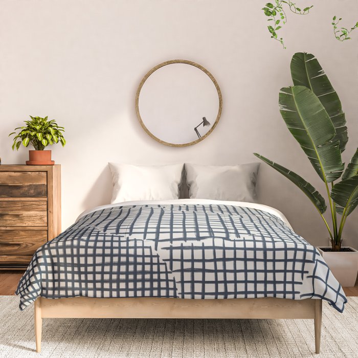 Dark Blue Grid Pattern Comforter Gallery Image 3
