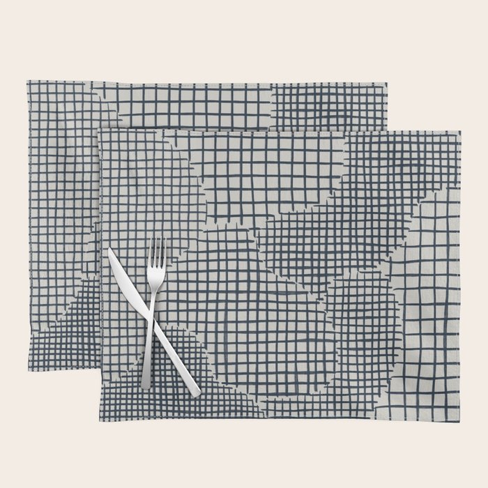 Dark Blue Grid Pattern Placemat Gallery Image 1