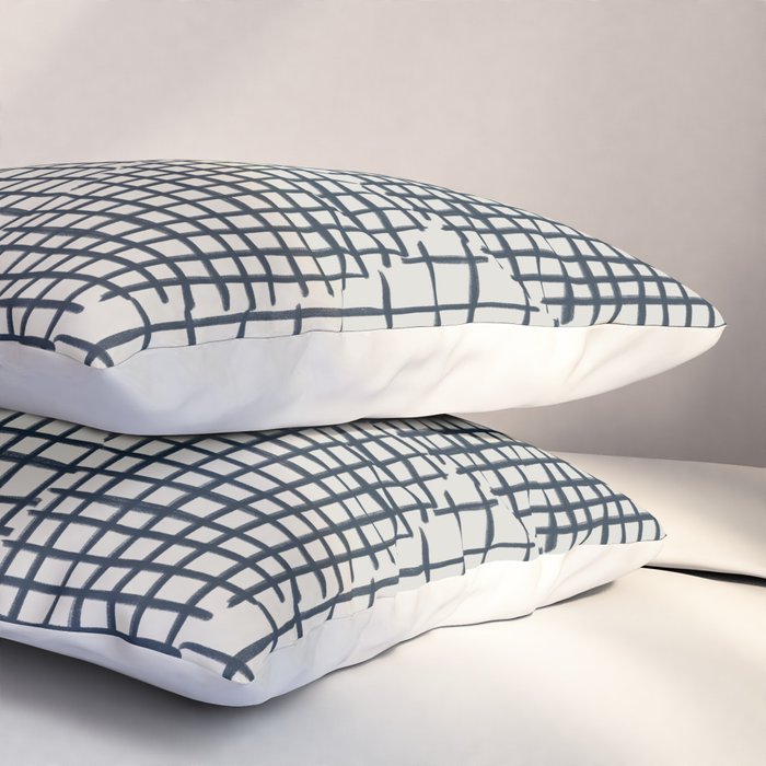 Dark Blue Grid Pattern Pillow Sham Gallery Image 3