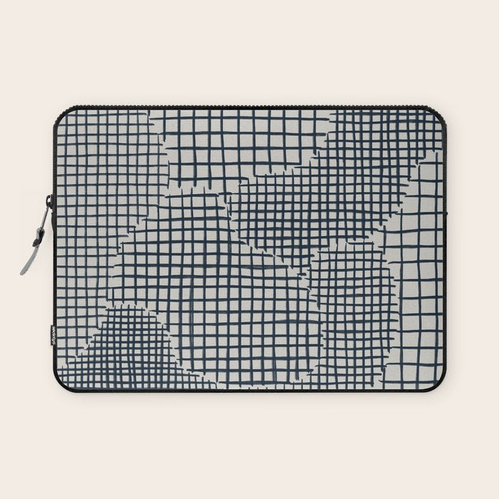 Dark Blue Grid Pattern Laptop Sleeve Gallery Image 1