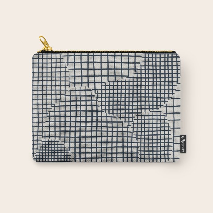 Dark Blue Grid Pattern Carry All Pouch Gallery Image 1