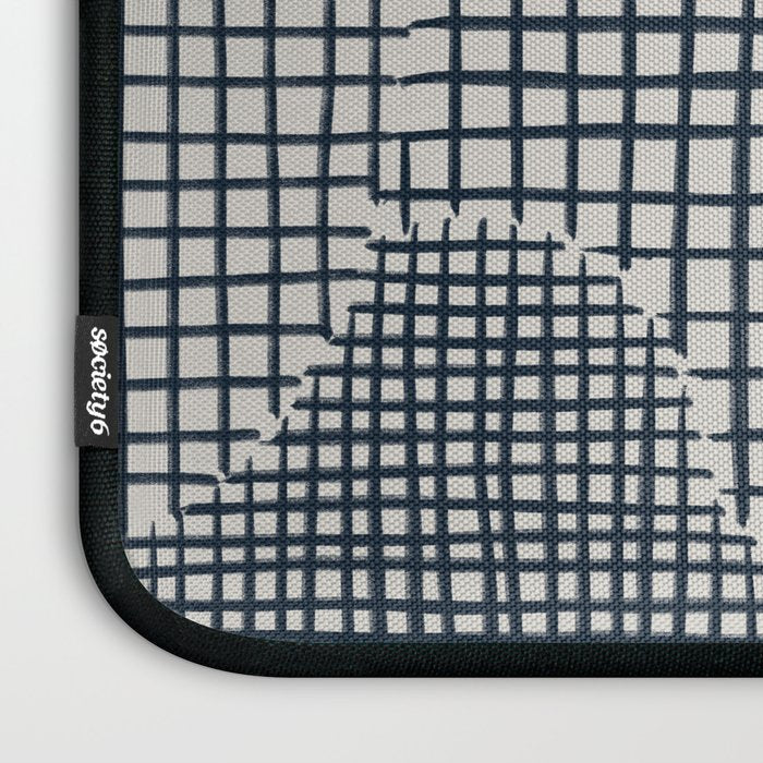 Dark Blue Grid Pattern Laptop Sleeve Gallery Image 3