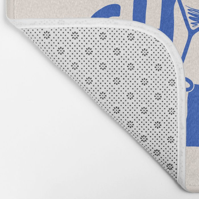 Cheers. Cocktails and Drinks in Royal Blue and Linen White Bath Mat Gallery Image 2