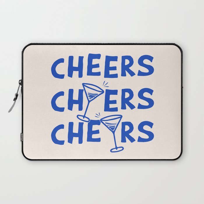 Cheers. Cocktails and Drinks in Royal Blue and Linen White Laptop Sleeve Gallery Image 1