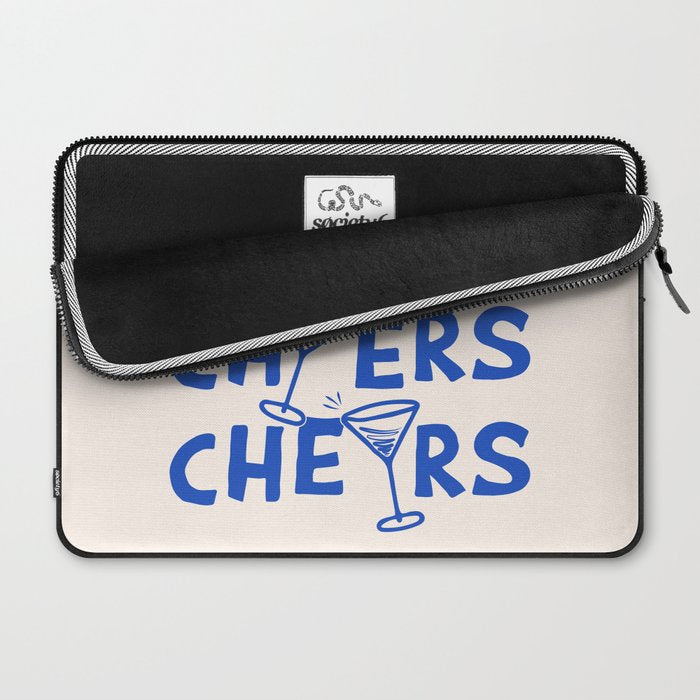 Cheers. Cocktails and Drinks in Royal Blue and Linen White Laptop Sleeve Gallery Image 2