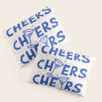 Cheers. Cocktails and Drinks in Royal Blue and Linen White Pillow Sham Gallery Image 3