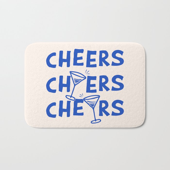 Cheers. Cocktails and Drinks in Royal Blue and Linen White Bath Mat Gallery Image 1