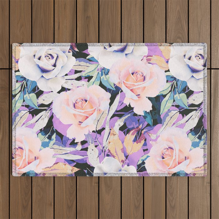 Modern Dark Vibrant Flowery D Outdoor Rug Gallery Image 1