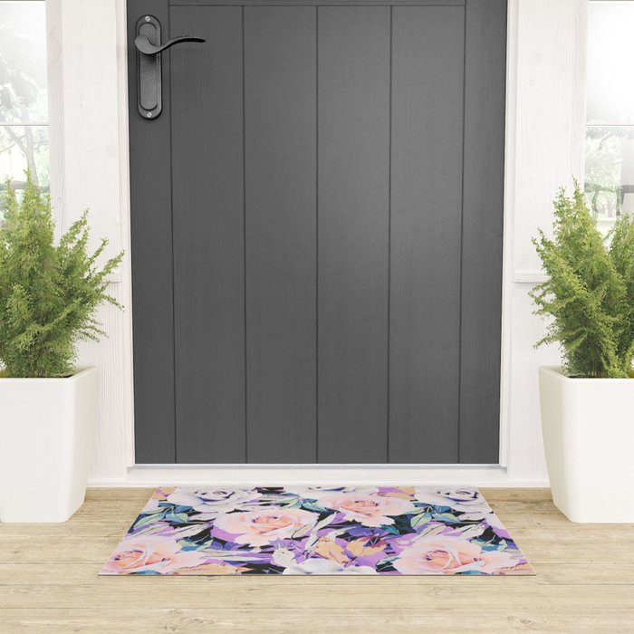 Modern Dark Vibrant Flowery D Welcome Mat Gallery Image 3