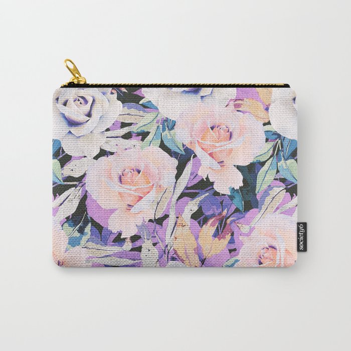 Modern Dark Vibrant Flowery D Carry All Pouch Gallery Image 1