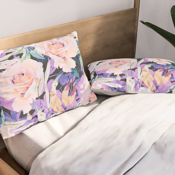 Modern Dark Vibrant Flowery D Pillow Sham Gallery Image 2