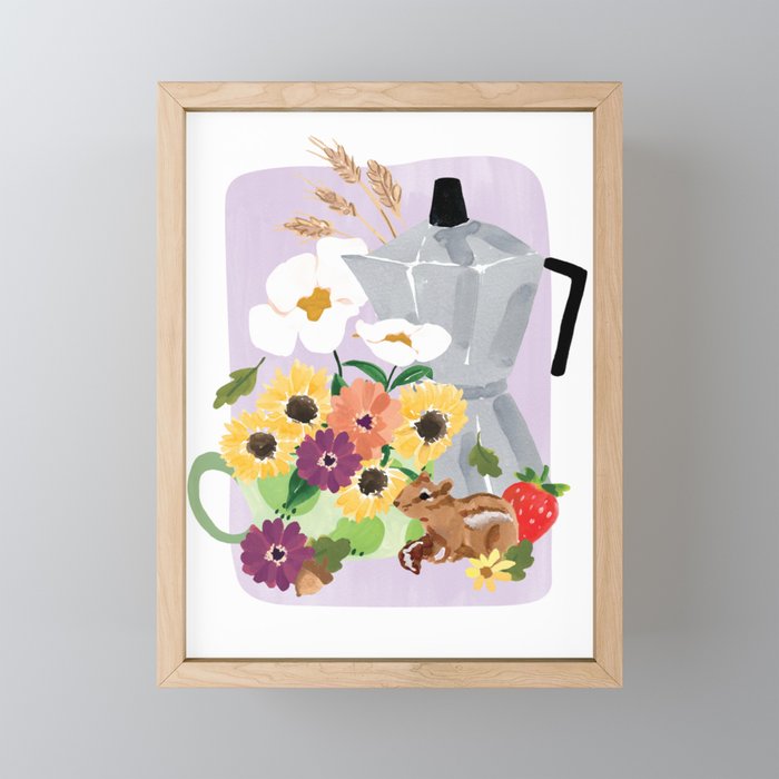 Still Life with Coffee & Chipmunk Print Mini Art Print Gallery Image 1