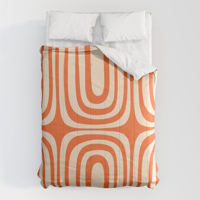 Midcentury Modern Confaab Abstract Pattern Orange Cream Comforter Gallery Image 6